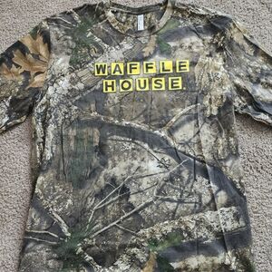 Realtree Waffle House Logo Long Sleeve Camo Shirt Size XL